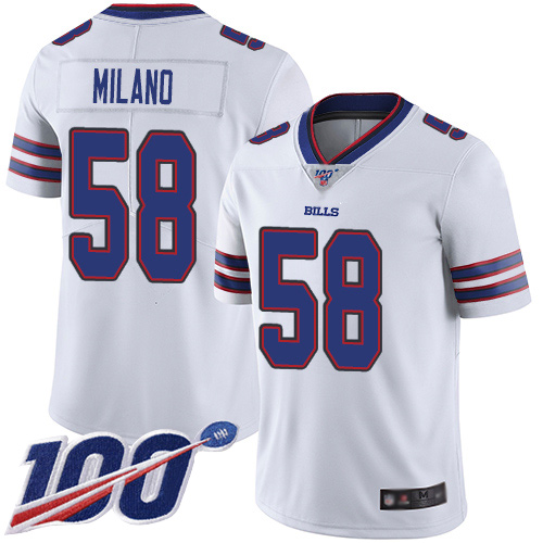 Men Buffalo Bills #58 Matt Milano White Vapor Untouchable Limited Player 100th Season NFL Jersey->buffalo bills->NFL Jersey